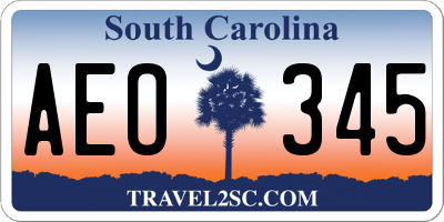 SC license plate AEO345