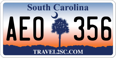 SC license plate AEO356