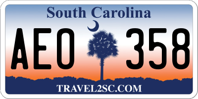 SC license plate AEO358