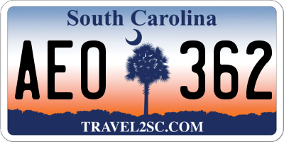 SC license plate AEO362