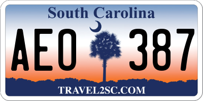 SC license plate AEO387
