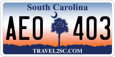 SC license plate AEO403