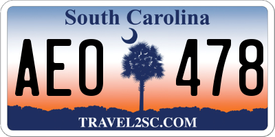 SC license plate AEO478