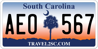 SC license plate AEO567
