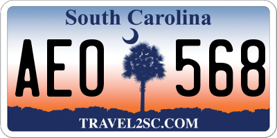 SC license plate AEO568