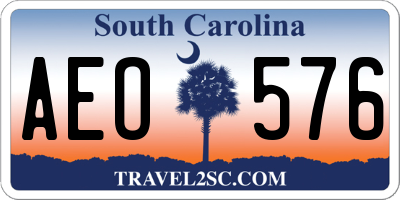 SC license plate AEO576
