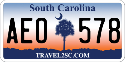 SC license plate AEO578
