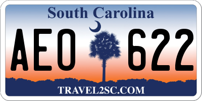 SC license plate AEO622
