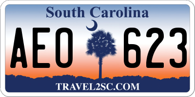 SC license plate AEO623