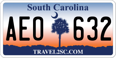 SC license plate AEO632