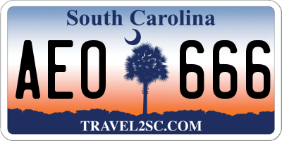 SC license plate AEO666