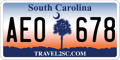 SC license plate AEO678