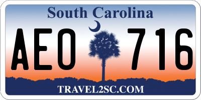 SC license plate AEO716