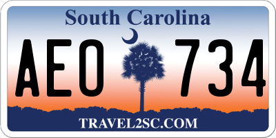 SC license plate AEO734