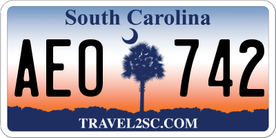 SC license plate AEO742