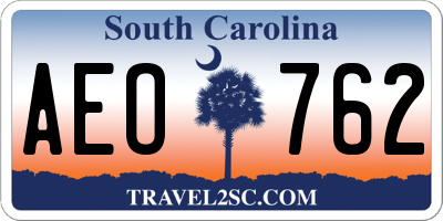 SC license plate AEO762