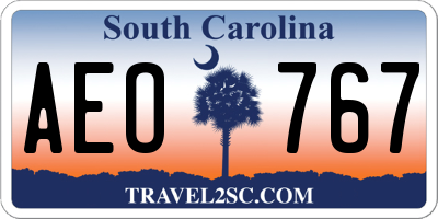 SC license plate AEO767