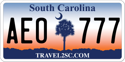 SC license plate AEO777