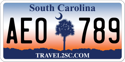 SC license plate AEO789