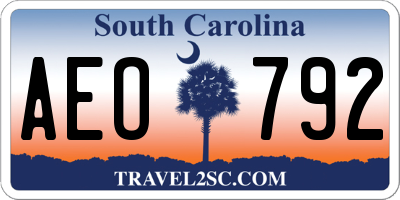 SC license plate AEO792