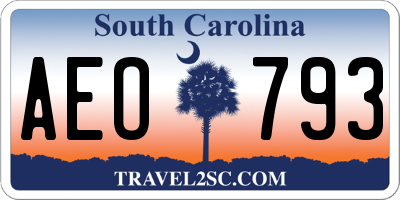 SC license plate AEO793