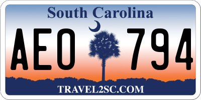 SC license plate AEO794