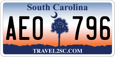 SC license plate AEO796