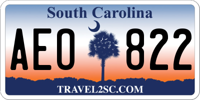 SC license plate AEO822