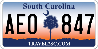 SC license plate AEO847