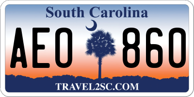 SC license plate AEO860