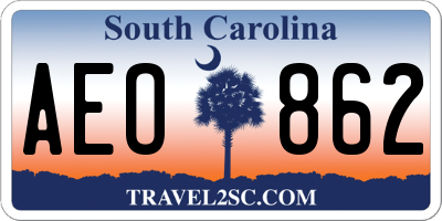 SC license plate AEO862