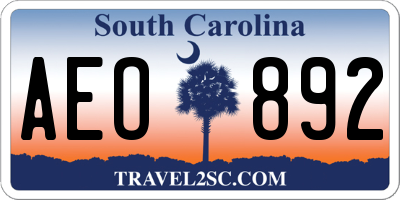 SC license plate AEO892