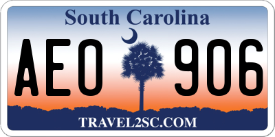 SC license plate AEO906