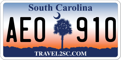 SC license plate AEO910