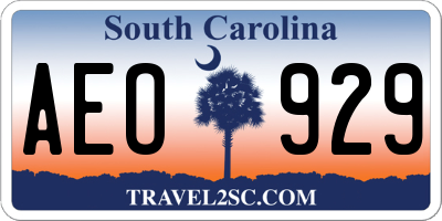 SC license plate AEO929