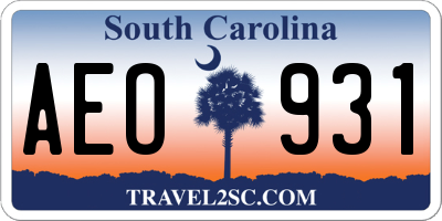 SC license plate AEO931