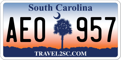 SC license plate AEO957