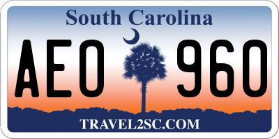 SC license plate AEO960