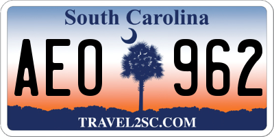 SC license plate AEO962