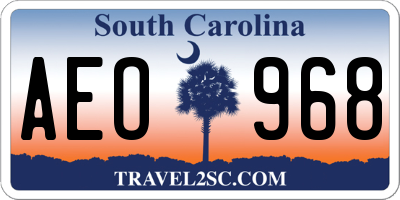 SC license plate AEO968