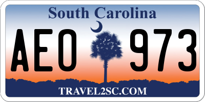 SC license plate AEO973