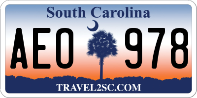 SC license plate AEO978