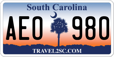 SC license plate AEO980