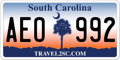 SC license plate AEO992