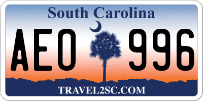 SC license plate AEO996