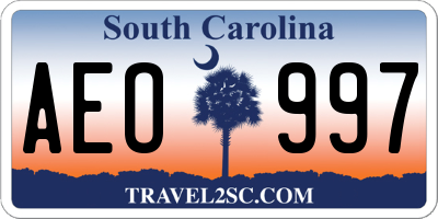 SC license plate AEO997