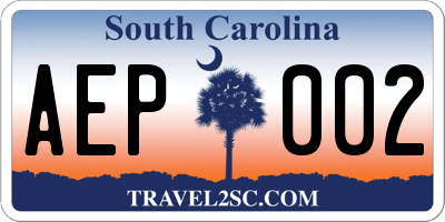 SC license plate AEP002