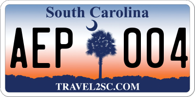 SC license plate AEP004