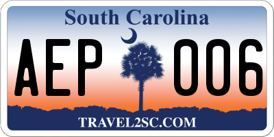 SC license plate AEP006