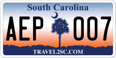 SC license plate AEP007